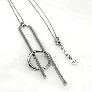 Jenny Bird Long Silver Tone Minimalist Pendant Necklace 34”